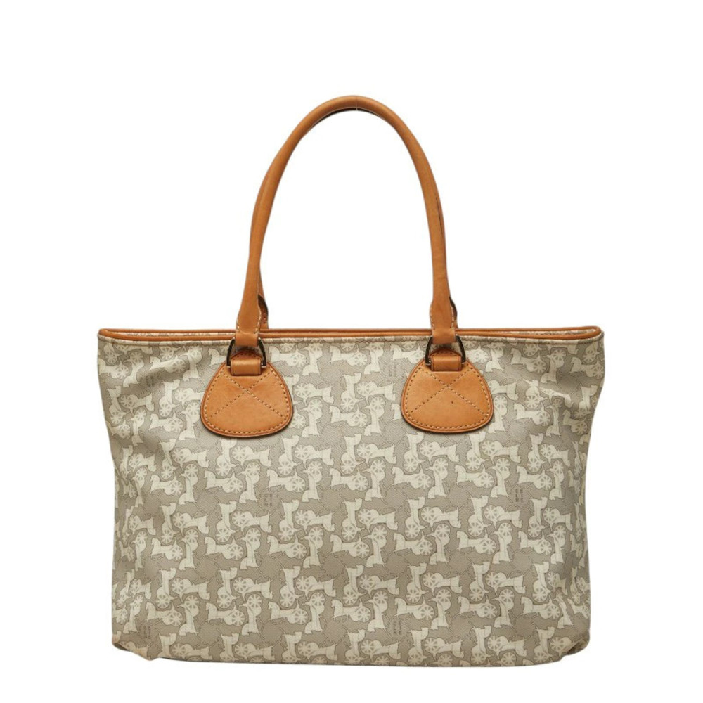 Celine carriage handbag gray white leather